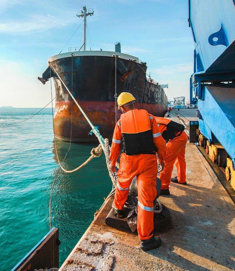 Marine bunkering operation with crew and vessel